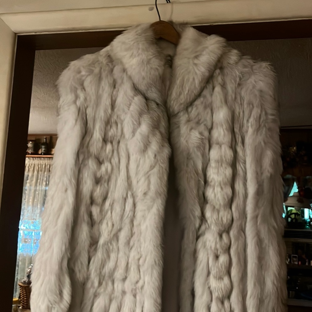 grey fox fur coat